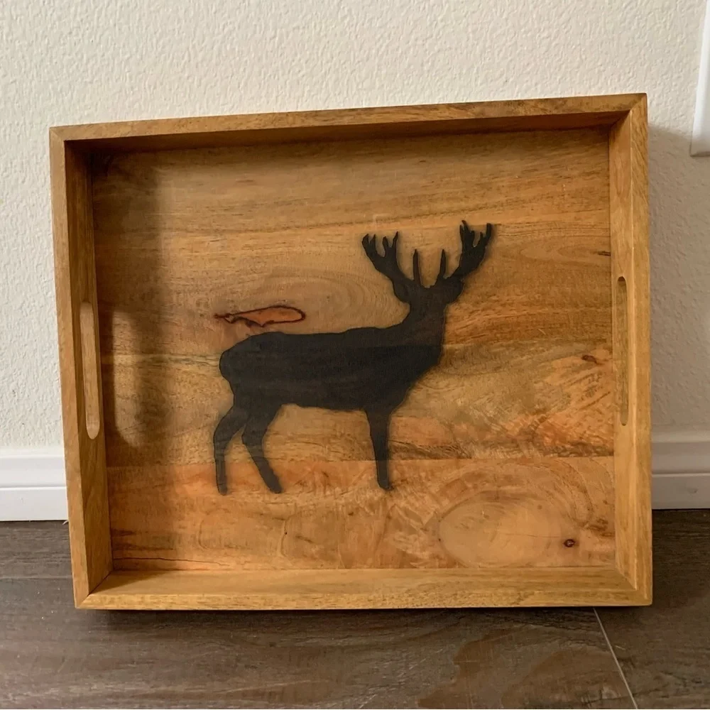 Wooden Tray with Deer Design